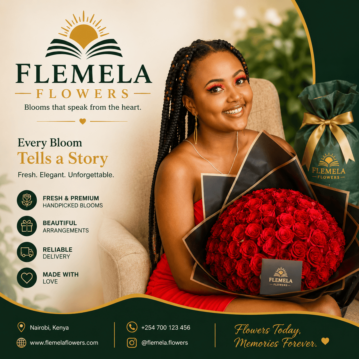 🌹 Flemela Flowers – Red Rose Bouquet